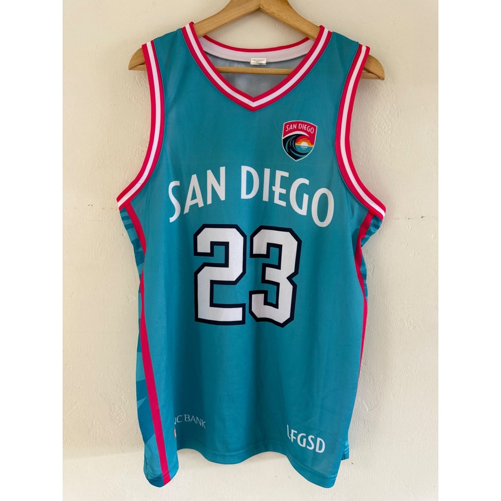 San Diego Wave Basketball Jersey 23 Teal Pink White Unisex Adult Large Athletic
